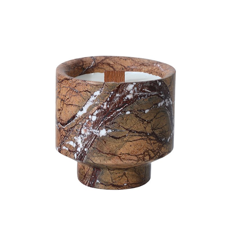 Brown Veined Natural Stone Scented Candle