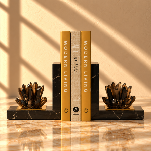 Crystal Cluster and Black Stone Bookends