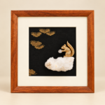 Framed Gold-Tone Copper Squirrel on Crystal Wall Art