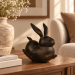 Crackle-Finish Bronze Rabbit Sculpture