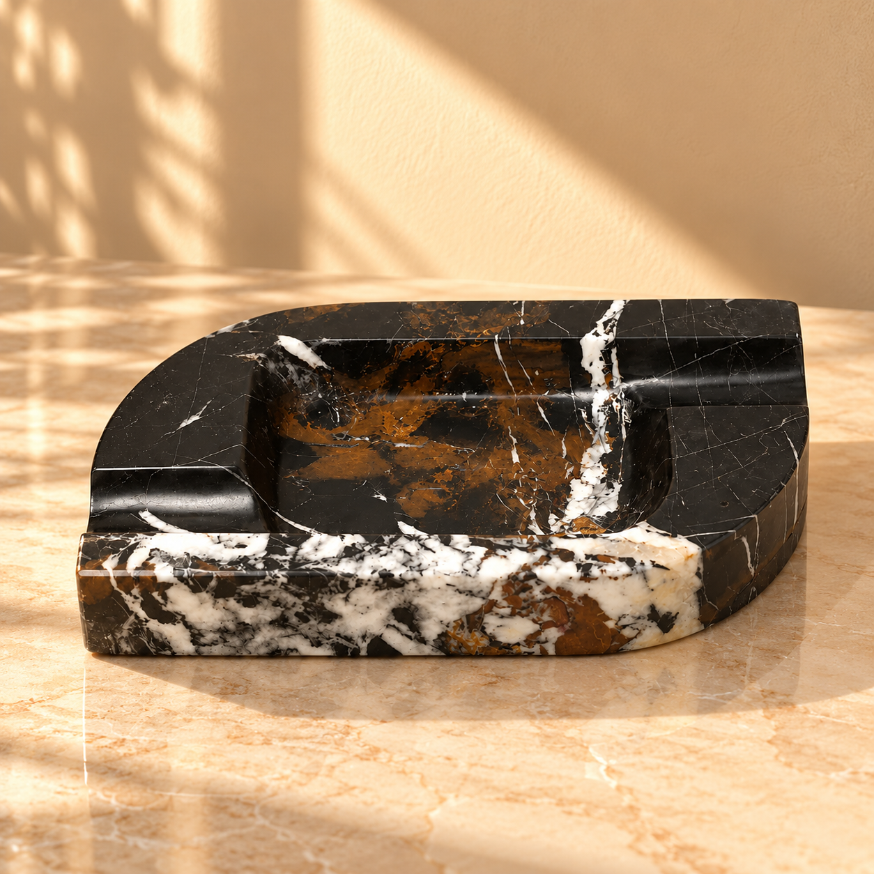 Black Exotic Stone Valet Tray with Gold Veining