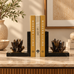 Crystal Cluster and Black Stone Bookends