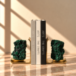 Malachite and Gold Sculptural Bookends