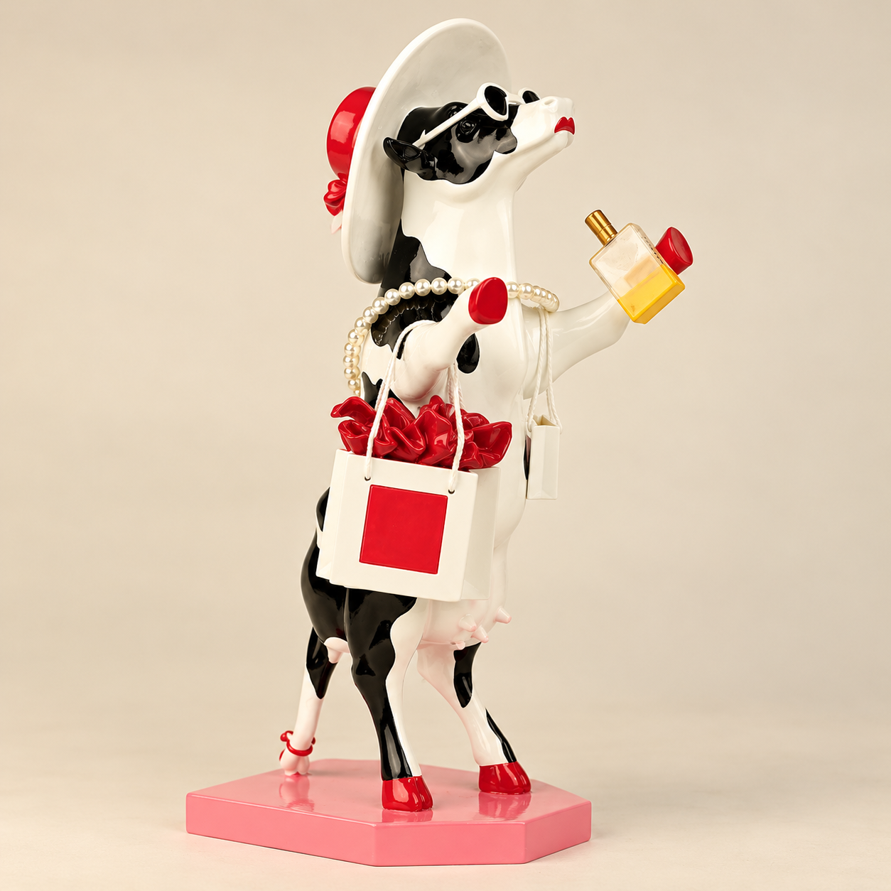 Hand-Painted Resin Shopper Figure Sculpture