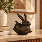 Crackle-Finish Bronze Rabbit Sculpture