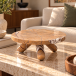Blush Travertine Round Pedestal Riser