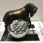 Black Horse Sculpture on Crystal Sphere