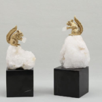White Crystal and Gold-Tone Squirrel Sculpture