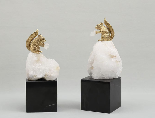 White Crystal and Gold-Tone Squirrel Sculpture