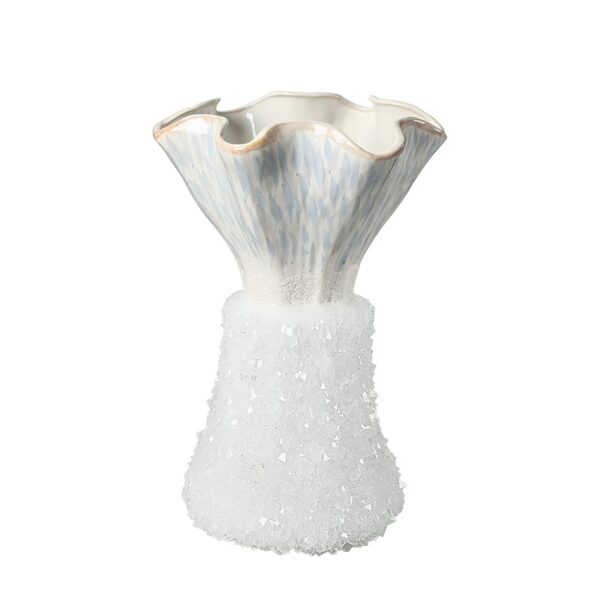 White Ruffle Handmade Glass Vase