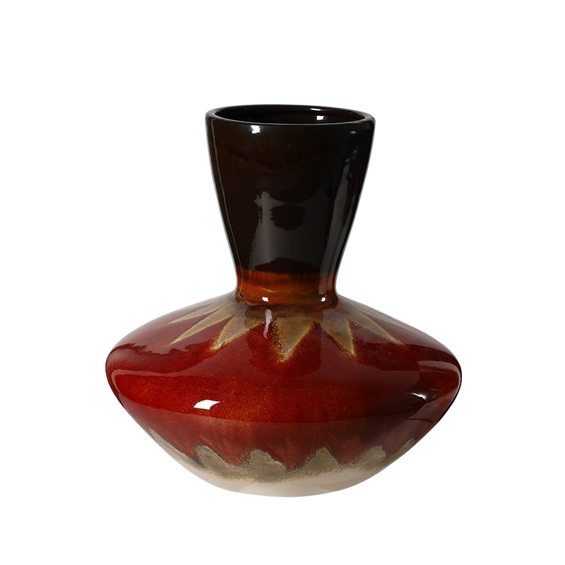 Red and Black Glazed Ceramic Vase