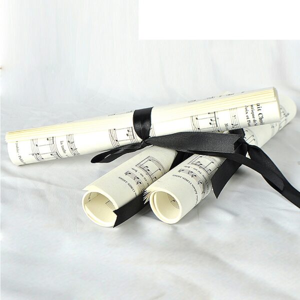 Sheet Music Decorative Scroll with Black Ribbon
