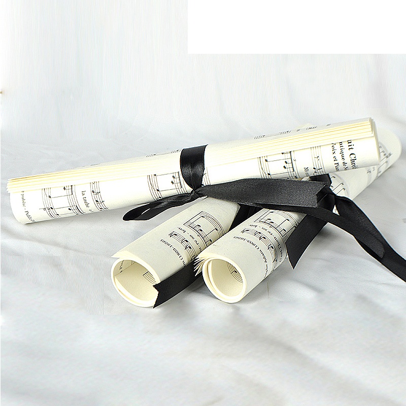Sheet Music Decorative Scroll with Black Ribbon
