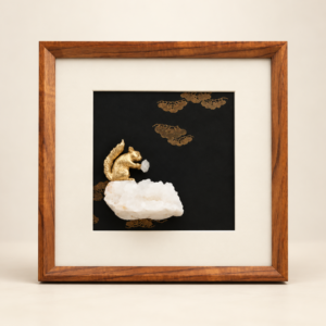 Framed Gold-Tone Copper Squirrel and Crystal Wall Art, Companion Design