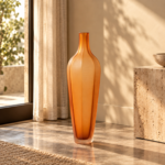 Amber Frosted Glass Bottle Vase