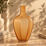 Amber Frosted Glass Bottle Vase