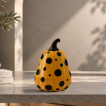 Yellow Polka Dot Pumpkin Sculpture