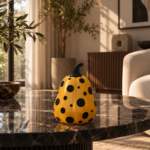 Yellow Polka Dot Pumpkin Sculpture