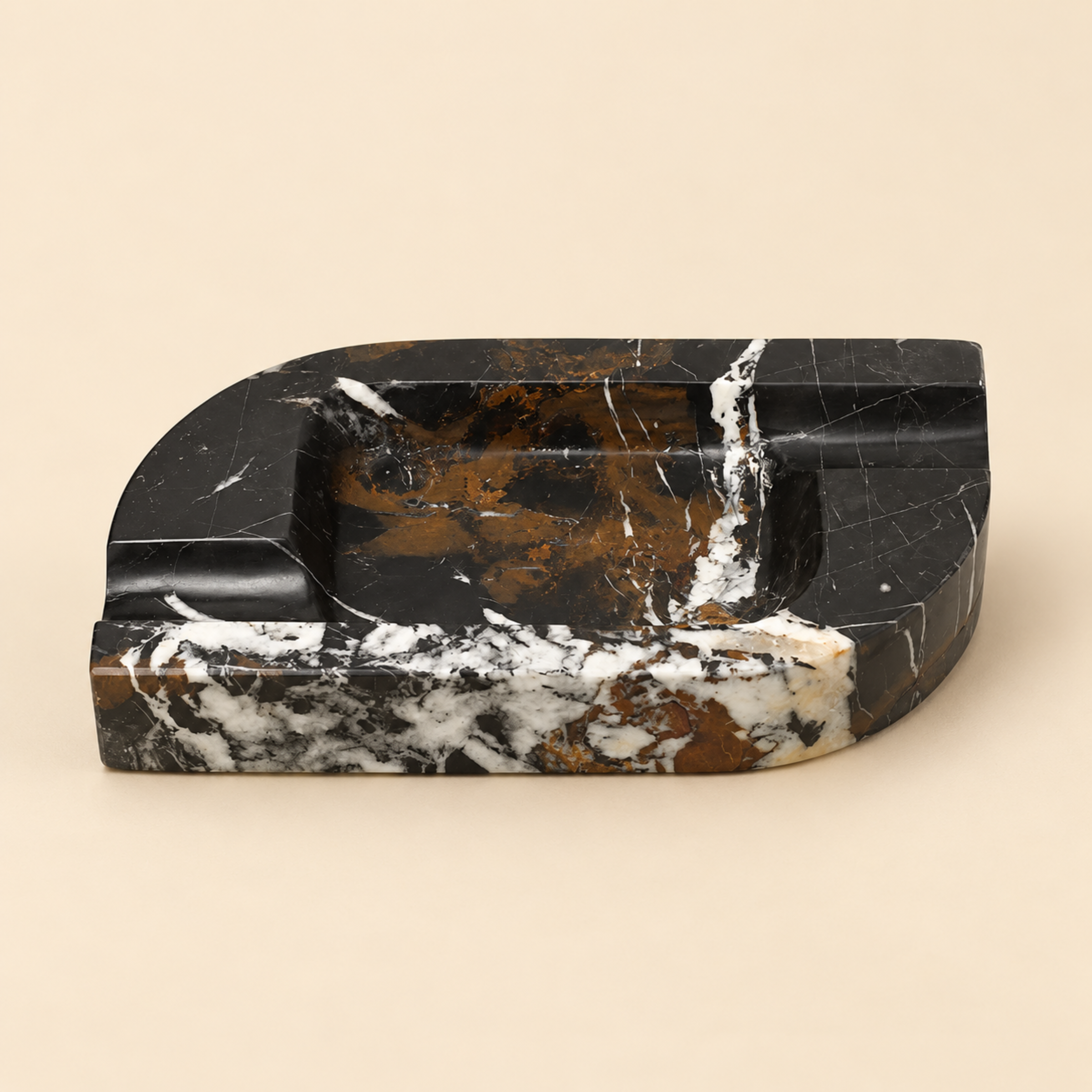 Black Exotic Stone Valet Tray with Gold Veining