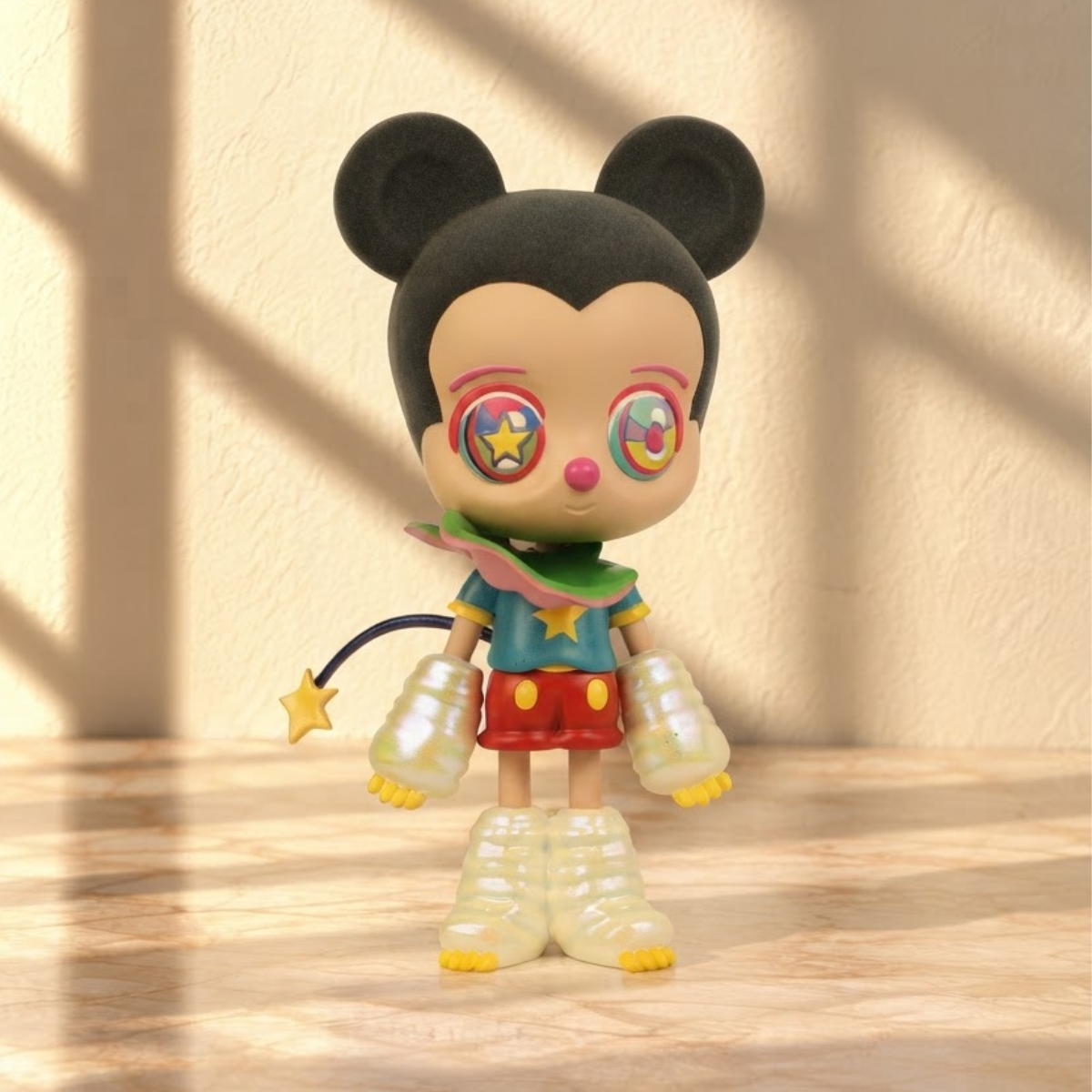 Flocked Mouse-Ear Art Toy Figure with Star Wand