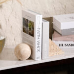 Beige Marble Sphere and Staircase Bookend Set