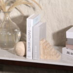 Beige Marble Sphere and Staircase Bookend Set