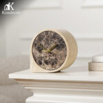 Round Brown Marble Table Clock