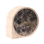 Round Brown Marble Table Clock