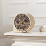 Round Brown Marble Table Clock
