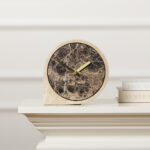 Round Brown Marble Table Clock