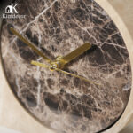 Round Brown Marble Table Clock