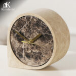 Round Brown Marble Table Clock