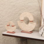 Travertine Ring Sculpture with Rose Accent
