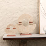 Travertine Ring Sculpture with Rose Accent