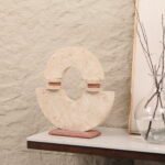 Travertine Ring Sculpture with Rose Accent