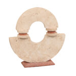 Travertine Ring Sculpture with Rose Accent