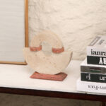 Travertine Ring Sculpture with Rose Accent