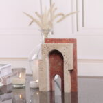 Travertine and Red Marble Arch Sculpture