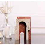 Travertine and Red Marble Arch Sculpture