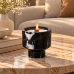 Black Veined Natural Stone Scented Candle
