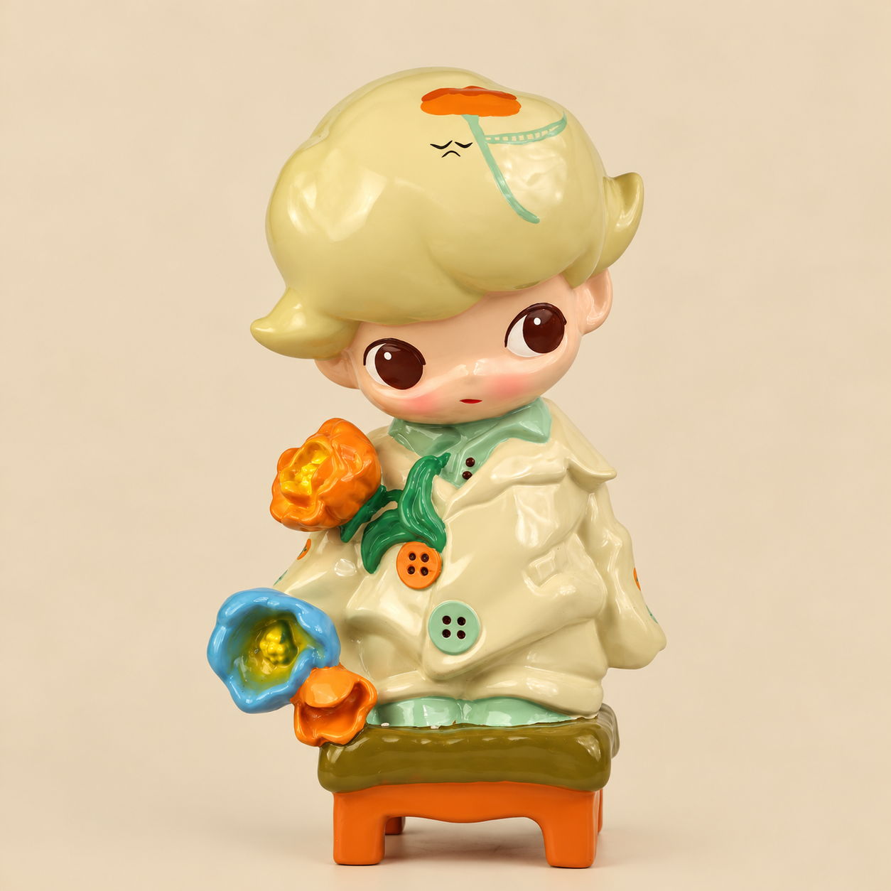 Flower Kid on Stool Resin Collectible Figure
