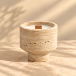 Beige Natural Stone Footed Scented Candle