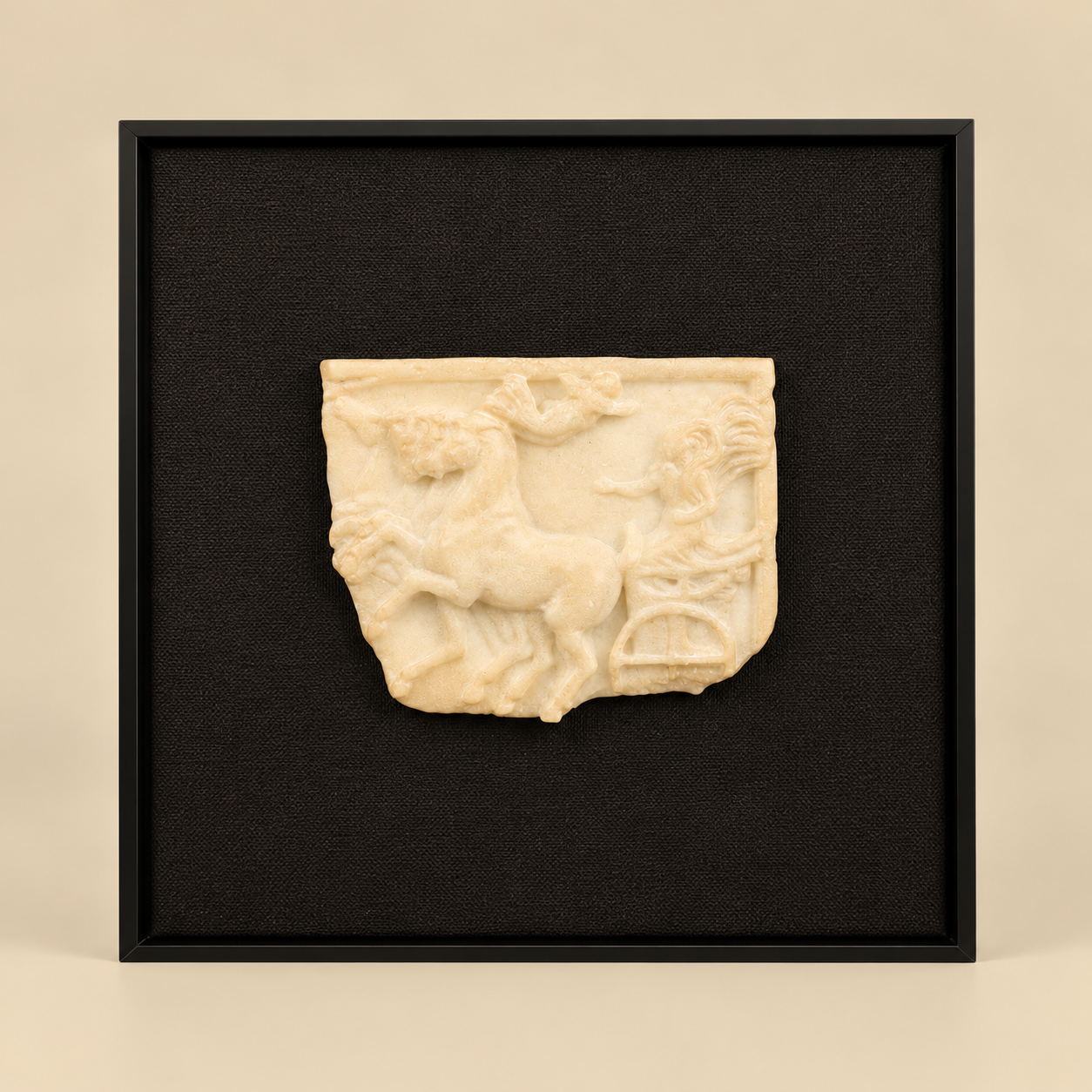 Framed Horse and Chariot Relief Wall Art