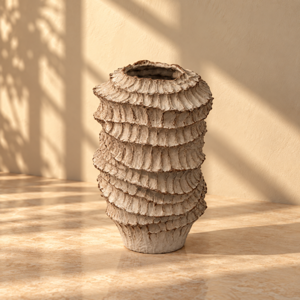 Ruffled Ceramic Sculptural Vessel