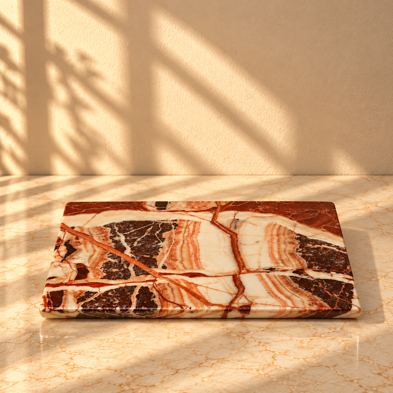 Coral-Banded Natural Agate Stone Display Slab