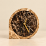 Round Brown Marble Table Clock