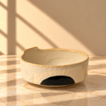 Cream Ceramic Bowl with Black Graphic Detail