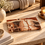 Coral-Banded Natural Agate Stone Display Slab