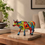Hand-Painted Graffiti Art Cow Statue