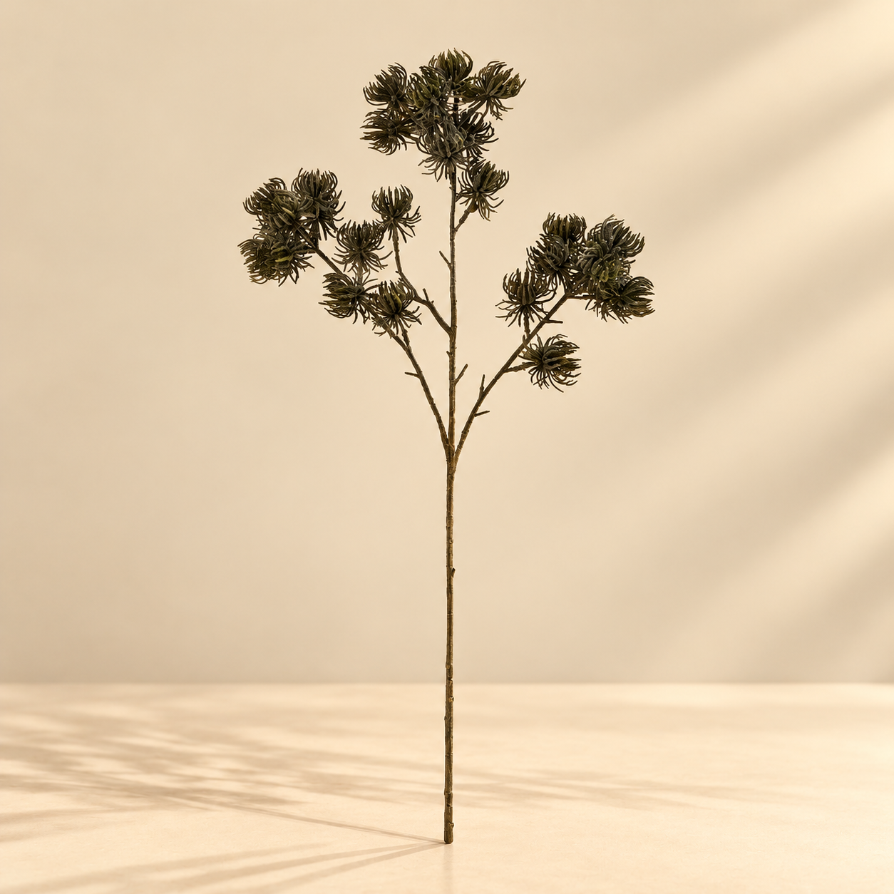 Artificial Dark Green Seed Head Branch
